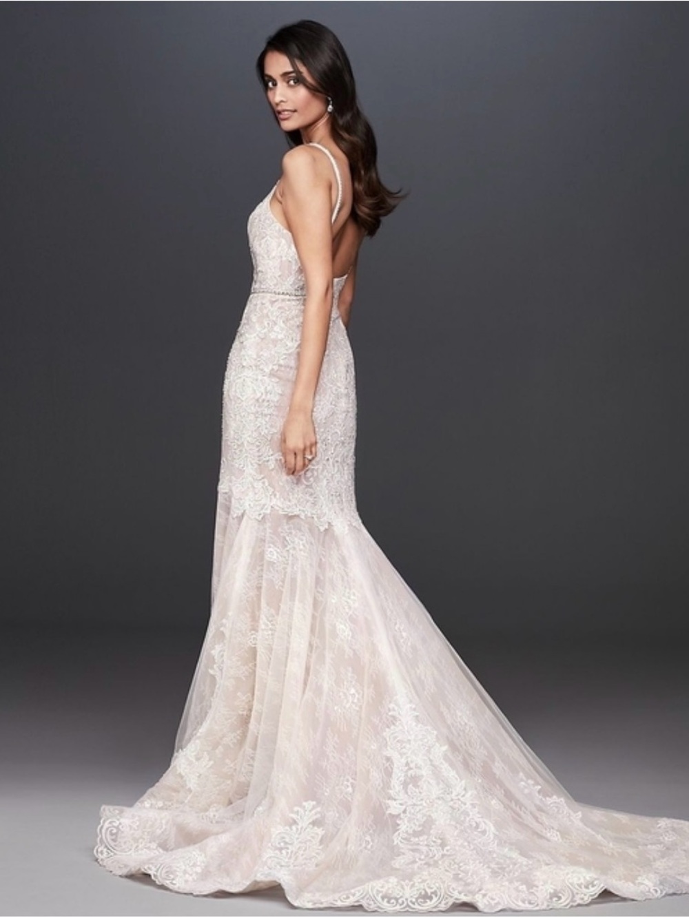 Galina Lace Mermaid Bridal Gown with Moonstone Detail